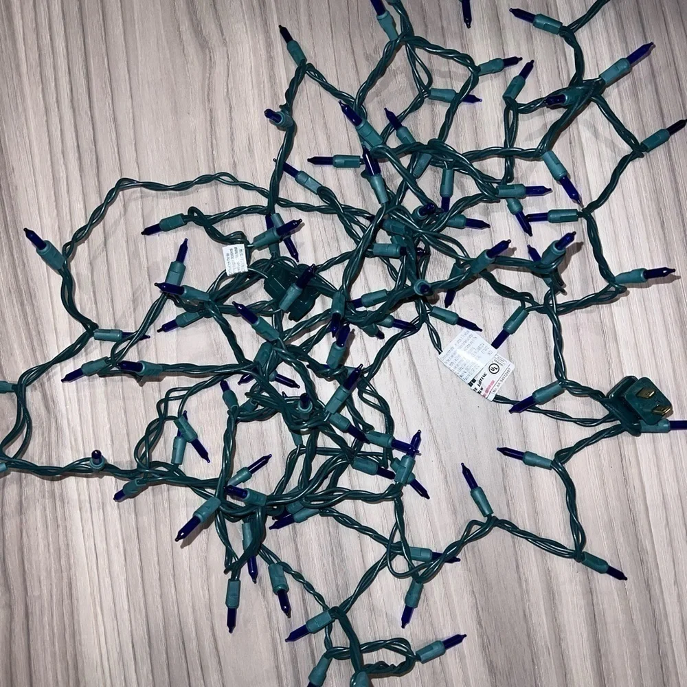 100-Count Blue LED Mini String Lights with Green Wire